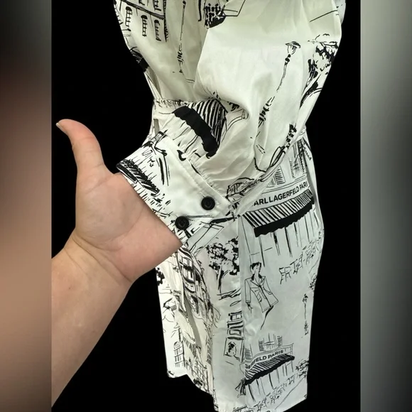 NWT Karl Lagerfeld Black & White Monochrome Graphic Dress Size 2 - Picture 10 of 13